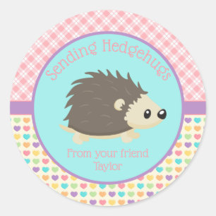 Hedgehog Valentines Day  Class Stickers