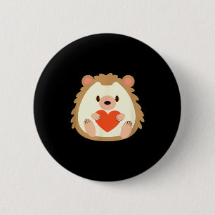 Hedgehog Valentines Day Heart Animals Lover Gift 6 Cm Round Badge