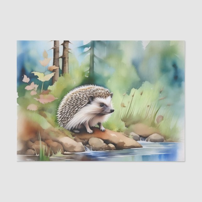 Hedgehog Watercolor Cute Tissue Paper (Front)