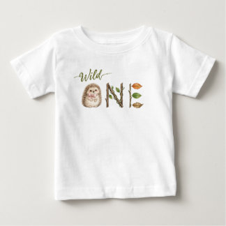 Hedgehog Watercolor Wild One Baby Birthday Shirt 