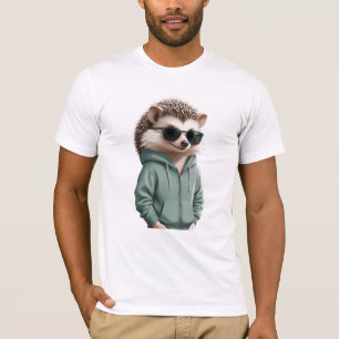Hedgehog Wearing Hoodie Funny Cool Animal Vector T-Shirt