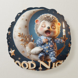 Hedgehog with a Candle, Collection by Natasha Us Round Cushion