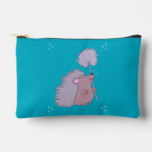 Hedgehog with Dandelion Cute Folk Art Nature Accessory Pouch