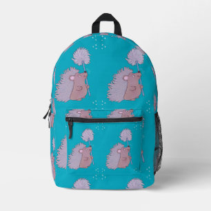 Hedgehog with Dandelion Cute Folk Art Nature Printed Backpack