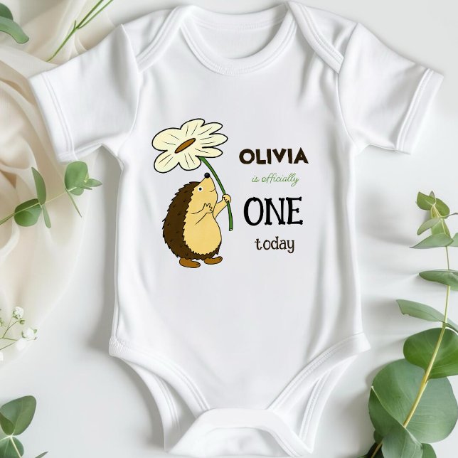 Hedgehog with flower baby bodysuit (Creator Uploaded)