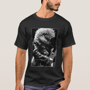 Hedgehog with Guitar Rocker Animal Punk Grunge Aes T-Shirt