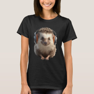 Hedgehog With Headphones Cute Animal Graphic 1 T-Shirt