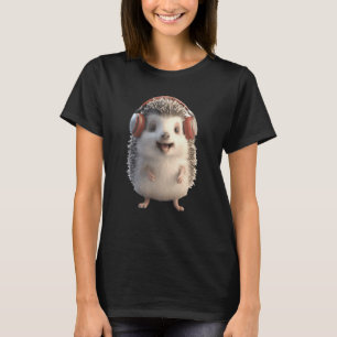 Hedgehog With Headphones Cute Animal  Graphic T-Shirt