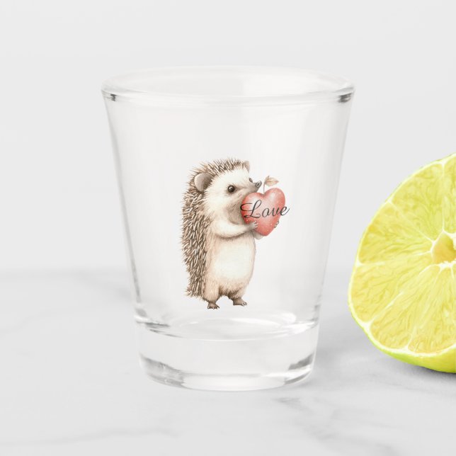 Hedgehog with Heart Love Shot Glass (Front)