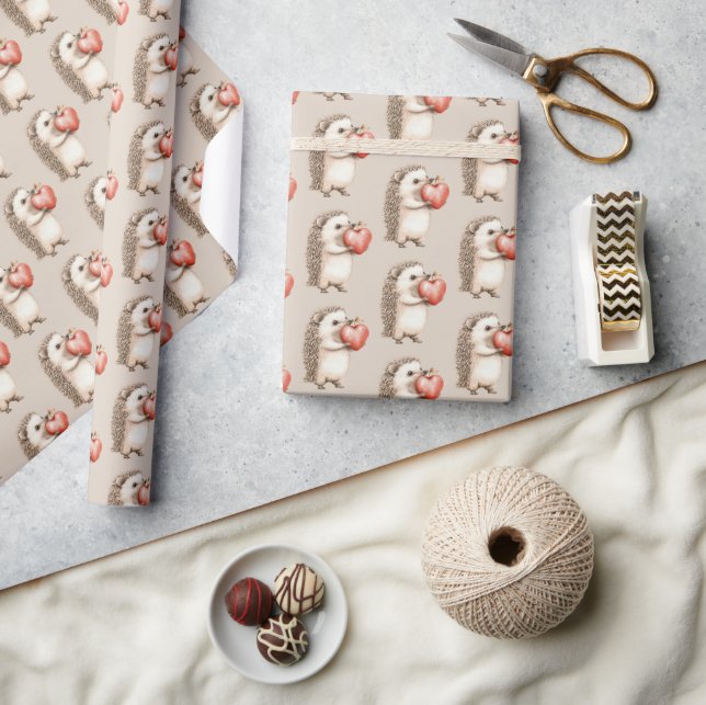 Hedgehog with Heart Love Wrapping Paper (Crafts)