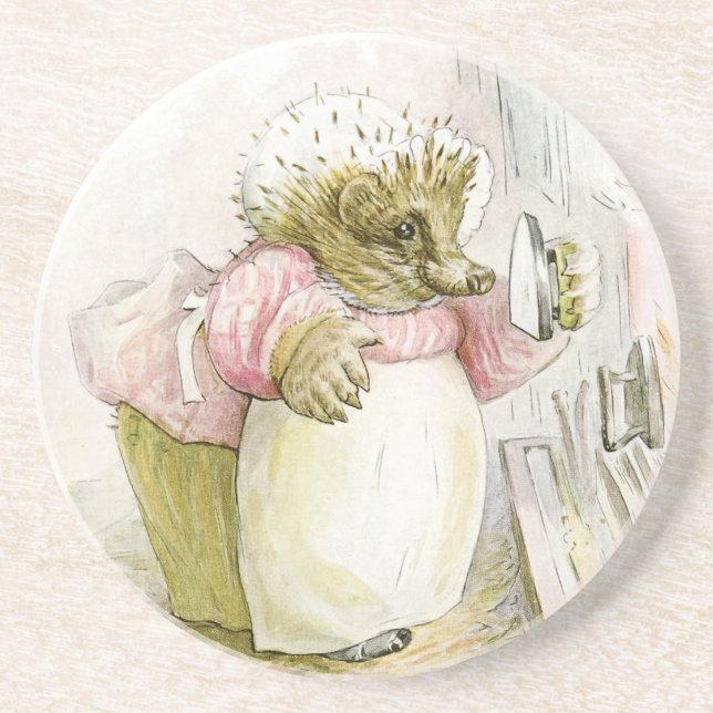 Hedgehog with Iron Mrs Tiggy-Winkle Coaster (Front)