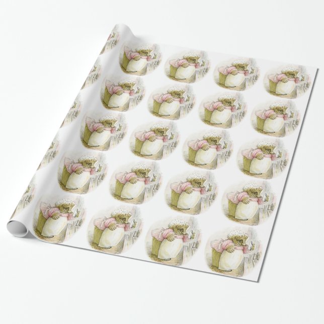 Hedgehog with Iron Mrs Tiggy-Winkle Wrapping Paper (Unrolled)