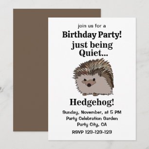 Hedgehog Woodland Animal Birthday Party Invitation