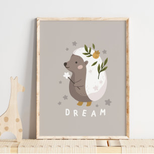 Hedgehog Woodland Animal Dream Poster Wall Print