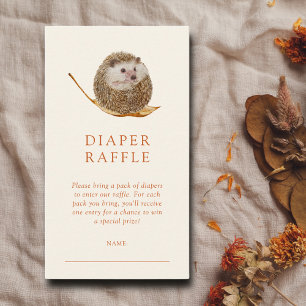 Hedgehog Woodland Baby Shower Diaper Raffle Ticket Enclosure Card