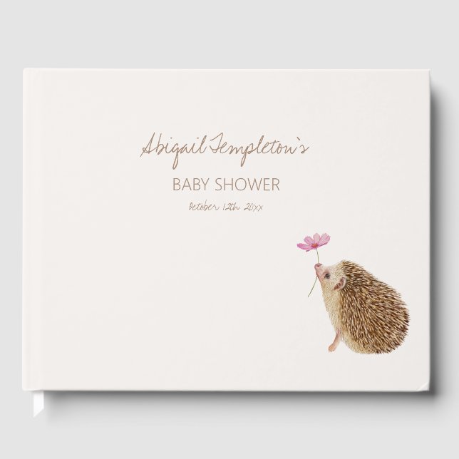 Hedgehog Woodland Forest Baby Shower Guest Book (Front)