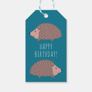 Hedgehog woodland Happy Birthday Gift Tags