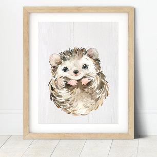 Hedgehog Woodland Nursery Art Print