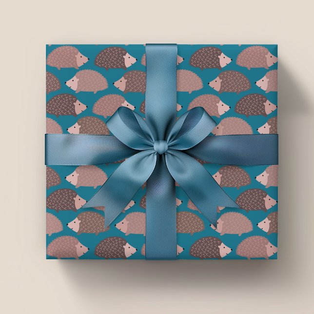 Hedgehog woodland pattern wrapping paper (Cute hedgehog wrapping paper, ideals for kids birthday party and animal lovers)