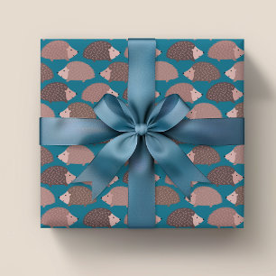 Hedgehog woodland pattern wrapping paper sheet