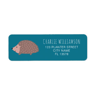 Hedgehog woodland return address label