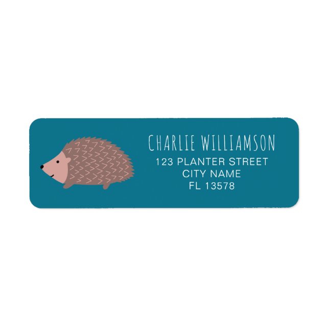 Hedgehog woodland return address label (Front)