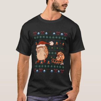 Hedgehog Xmas Gift Cute Animal Ugly Christmas T-Shirt