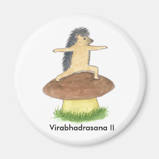 Hedgehog Yoga, Warrior II (with Text) Magnet