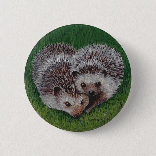 Hedgehogs 6 Cm Round Badge (Front)