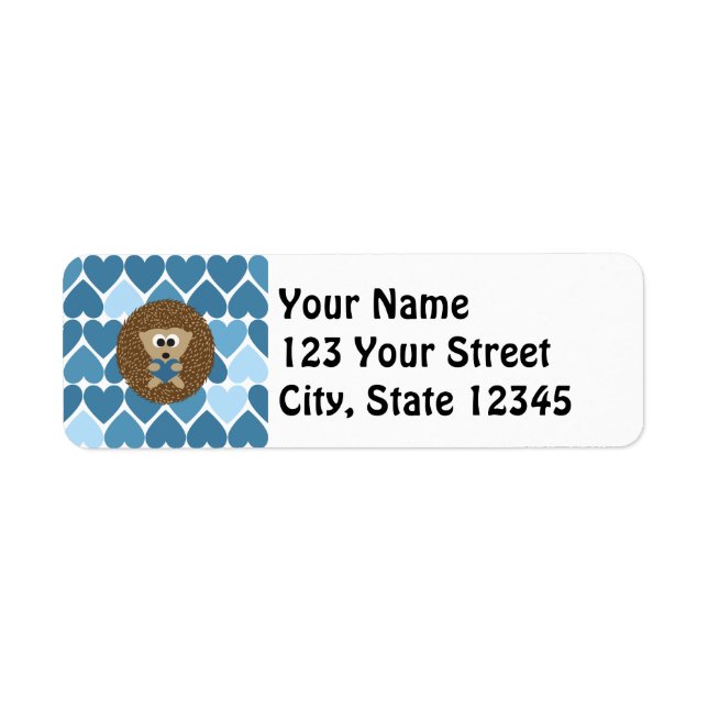 Hedgehogs and Blue Hearts Return Address Label (Front)