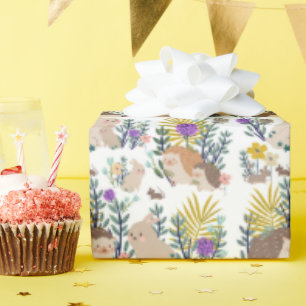 Hedgehogs and friends shower curtain wrapping paper