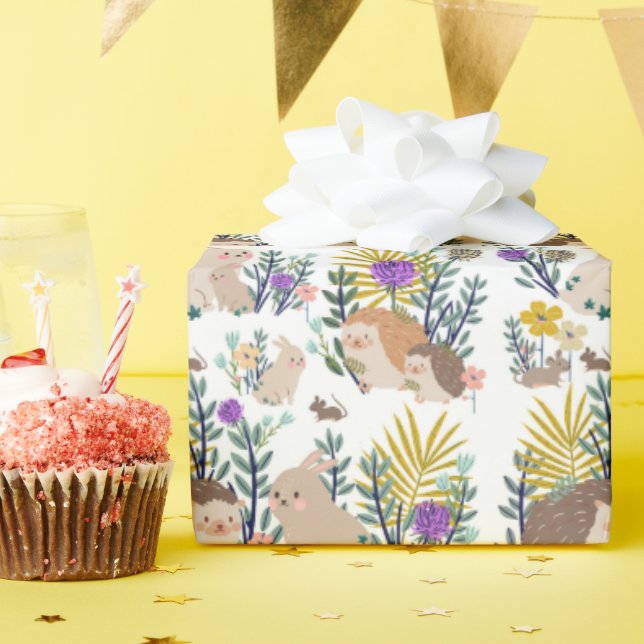 Hedgehogs and friends shower curtain wrapping paper (Birthday Party)