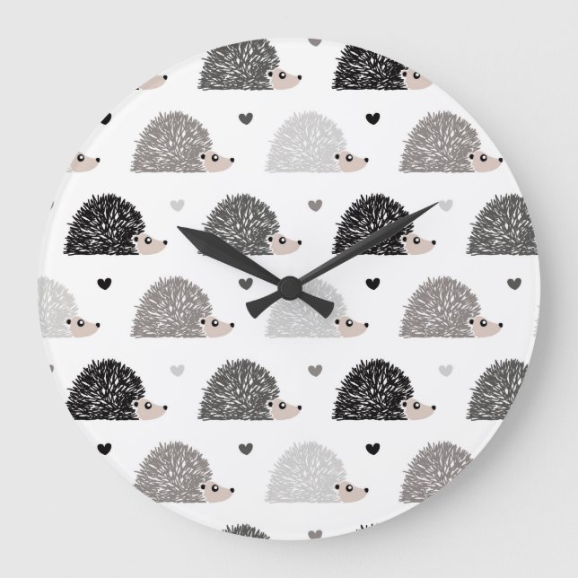 Hedgehogs and Hearts Large Clock (Front)