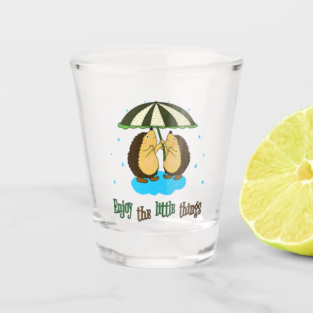 Hedgehogs and rain shot glass (Front)