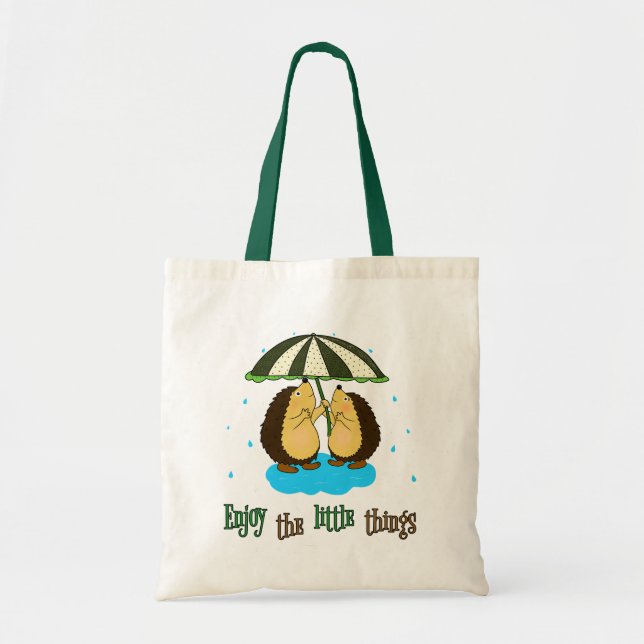 Hedgehogs and rain tote bag (Front)