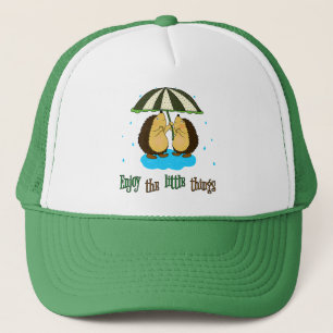 Hedgehogs and rain trucker hat