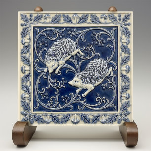 Hedgehogs Arts & Crafts Wall Decor Ceramic Tile