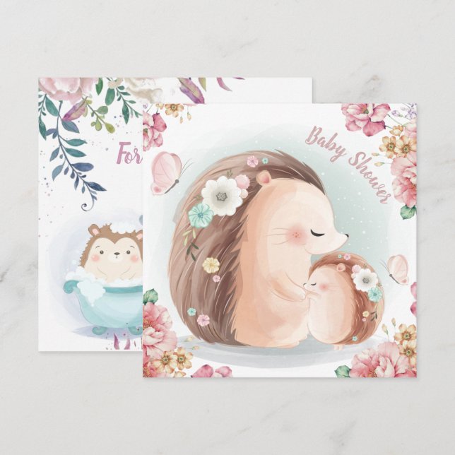 Hedgehogs Baby Shower Invitation (Front/Back)