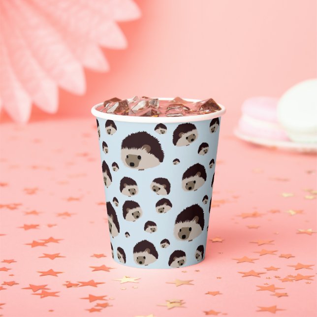 Hedgehogs (Blue Background) Paper Cup (Insitu)