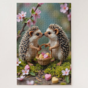 Hedgehogs Carefully Sharing Valentine Hearts Jigsaw Puzzle