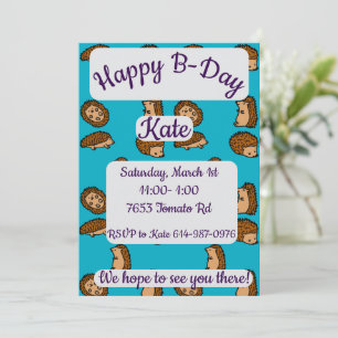 Hedgehogs Happy Birthday Invitation