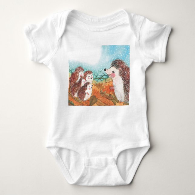 Hedgehogs Illustration  Baby Bodysuit (Front)