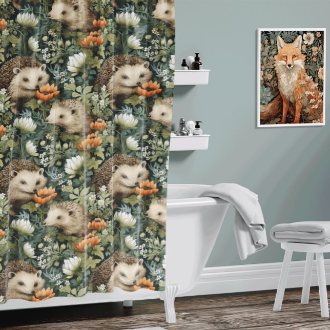 Hedgehogs in an Old English Garden Shower Curtain (Creator Uploaded)
