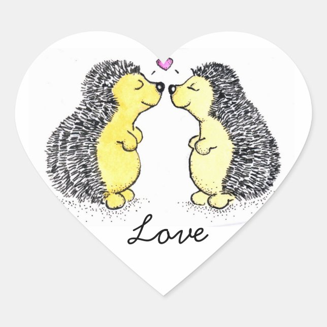 Hedgehogs in Love Heart Sticker (Front)