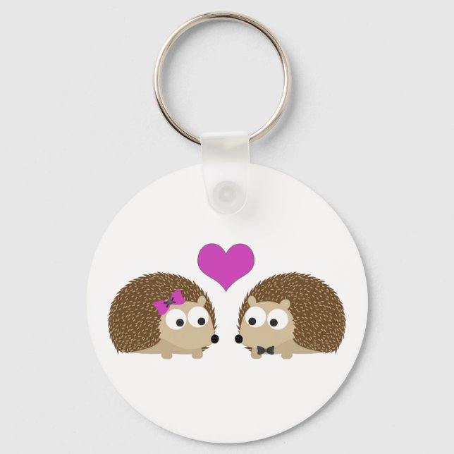 Hedgehogs in love key ring (Front)