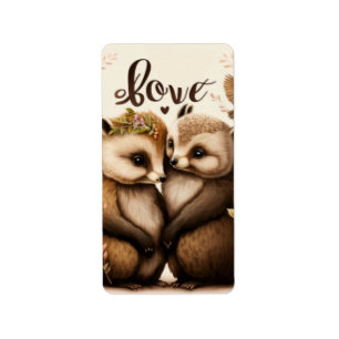  hedgehogs in love   label