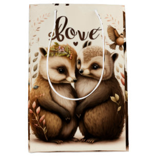  hedgehogs in love medium gift bag