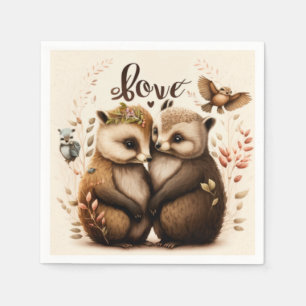 hedgehogs in love napkin