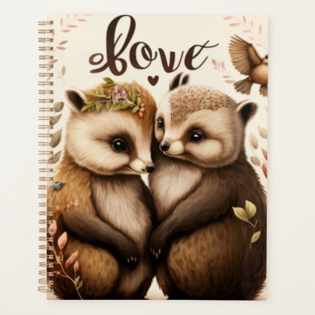  hedgehogs in love planner (Front)