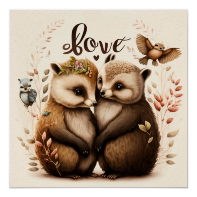  hedgehogs in love poster (Front)